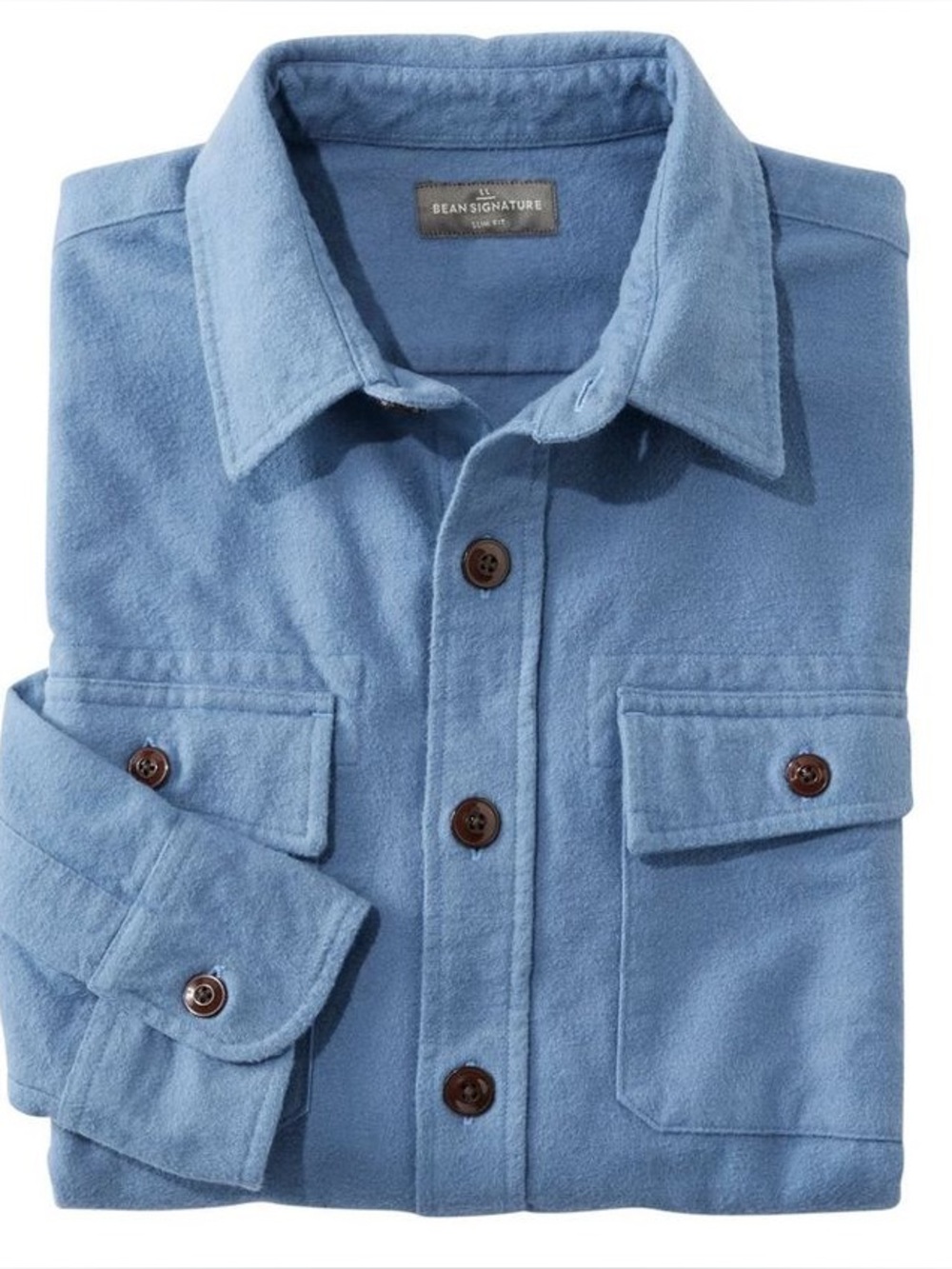 L.L. Bean 1933 Signature Chamois Shirt Slim Fit in Blue-Gray Medium TALL